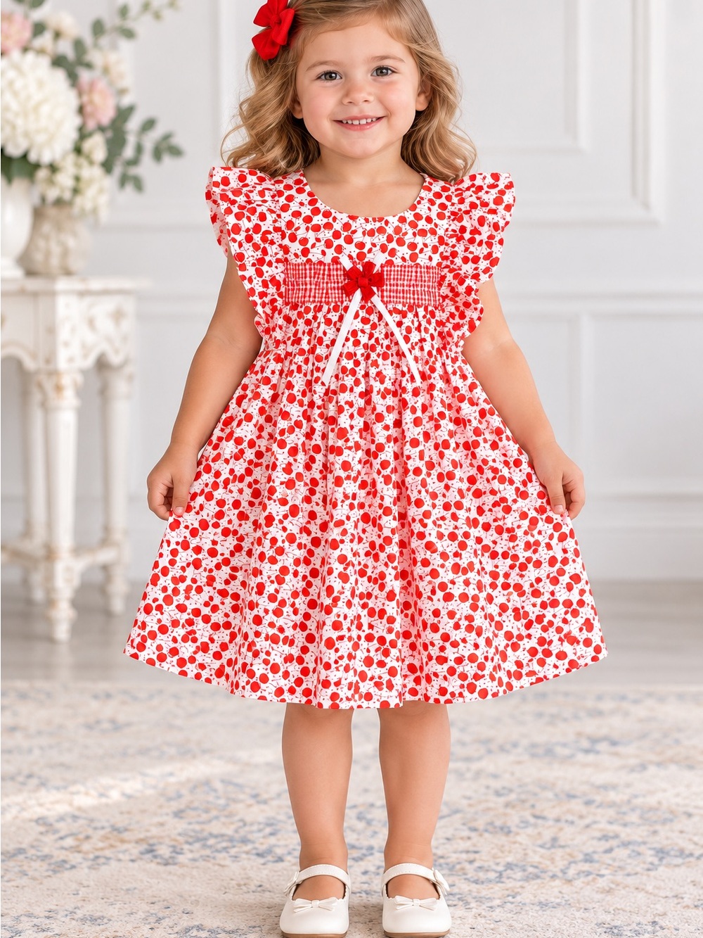 Bonnie Jean 2T Red Cherry Ruffle Dress NWT